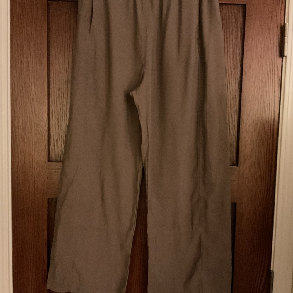 FUN 2 FUN Taupe Brown Flowy Wide Leg Elastic Waist Pants Size Large